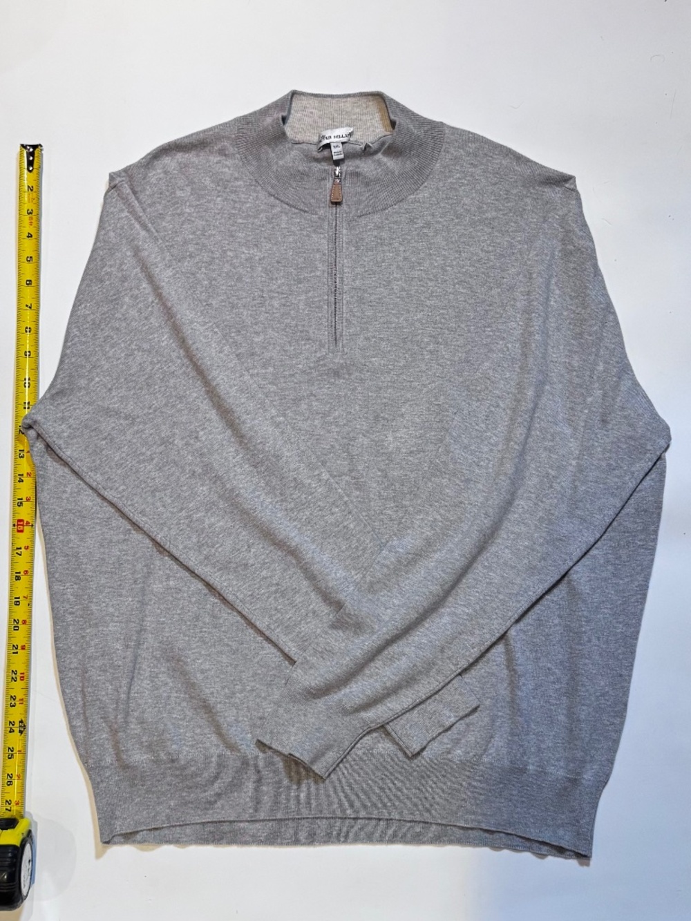 Peter Millar Men's Grey Quarter-Zip Sweater Size XL
